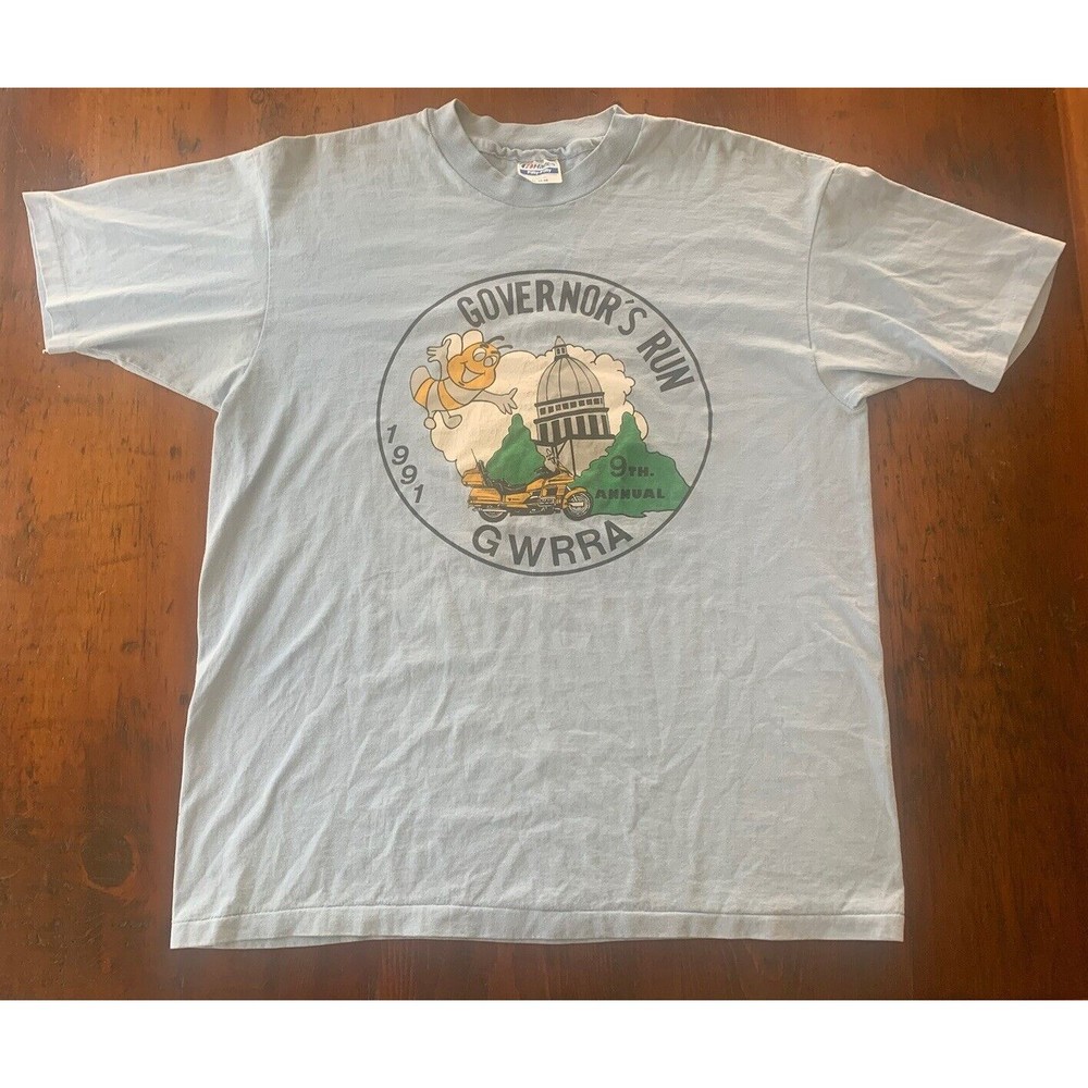 Vintage 1991 Honda Gold Wing Road Riders GWRRA Motorcycle T Shirt Blue XL